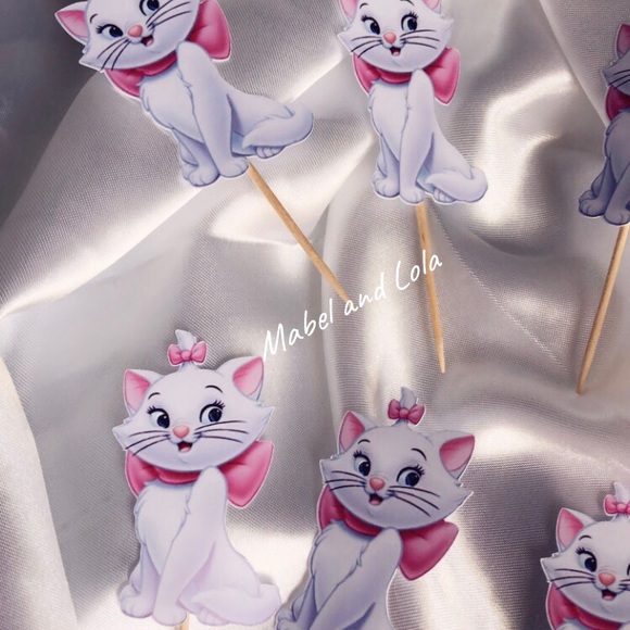 Mabel and Lola  Party Supplies  Marie Aristocats Cupcake Toppers 